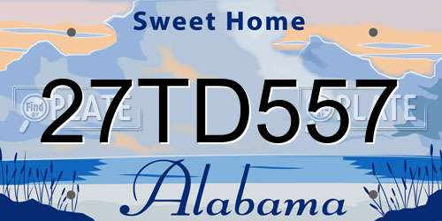 27TD557 Alabama License Plate