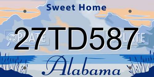 27TD587 Alabama License Plate