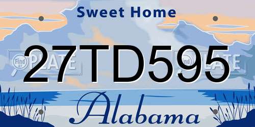27TD595 Alabama License Plate