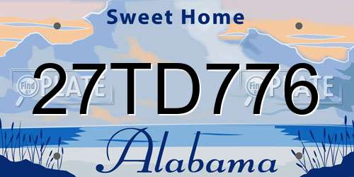 27TD776 Alabama License Plate