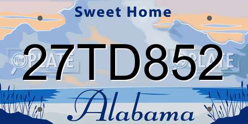 27TD852 Alabama License Plate