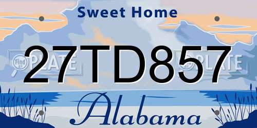 27TD857 Alabama License Plate