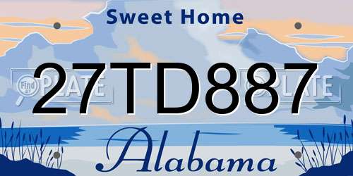 27TD887 Alabama License Plate