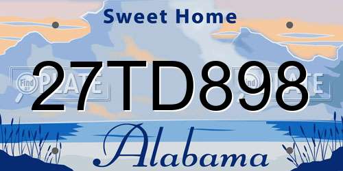 27TD898 Alabama License Plate