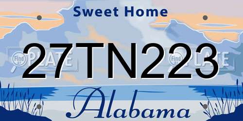 27TN223 Alabama License Plate