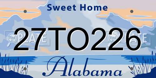 27TO226 Alabama License Plate