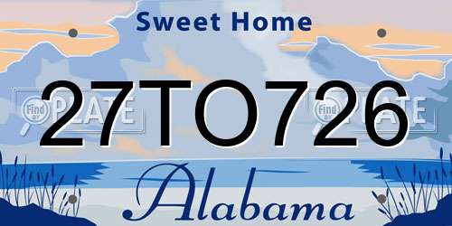 27TO726 Alabama License Plate