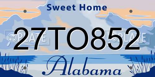 27TO852 Alabama License Plate