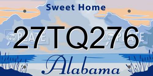 27TQ276 Alabama License Plate