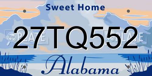 27TQ552 Alabama License Plate