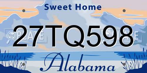 27TQ598 Alabama License Plate