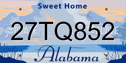 27TQ852 Alabama License Plate
