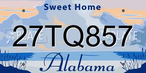 27TQ857 Alabama License Plate