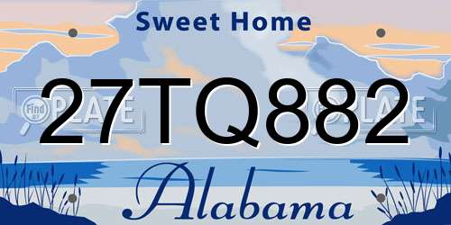 27TQ882 Alabama License Plate