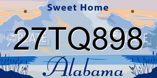 27TQ898 Alabama License Plate