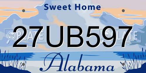 27UB597 Alabama License Plate