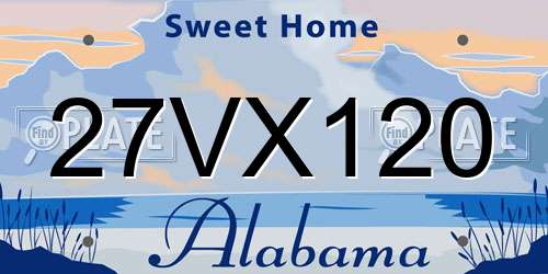 27VX120 Alabama License Plate