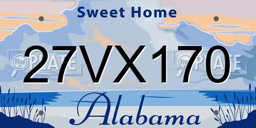 27VX170 Alabama License Plate