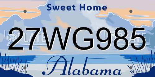 27WG985 Alabama License Plate