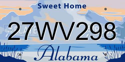 27WV298 Alabama License Plate