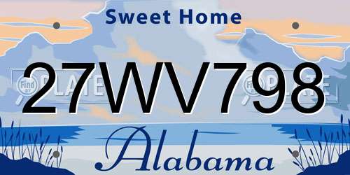 27WV798 Alabama License Plate