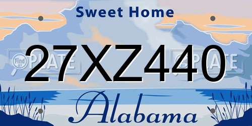 27XZ440 Alabama License Plate