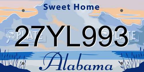 27YL993 Alabama License Plate