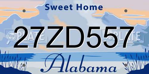 27ZD557 Alabama License Plate