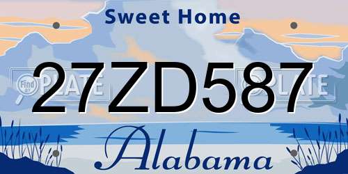 27ZD587 Alabama License Plate