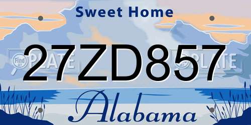27ZD857 Alabama License Plate