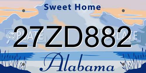 27ZD882 Alabama License Plate