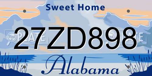 27ZD898 Alabama License Plate