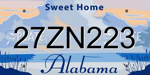 27ZN223 Alabama License Plate