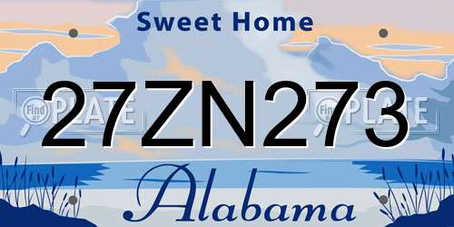 27ZN273 Alabama License Plate