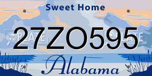 27ZO595 Alabama License Plate