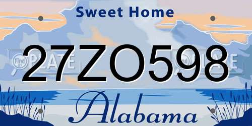 27ZO598 Alabama License Plate