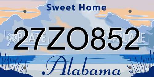 27ZO852 Alabama License Plate