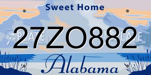 27ZO882 Alabama License Plate