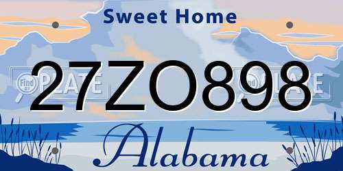 27ZO898 Alabama License Plate