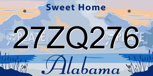 27ZQ276 Alabama License Plate