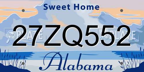 27ZQ552 Alabama License Plate