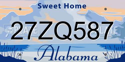 27ZQ587 Alabama License Plate
