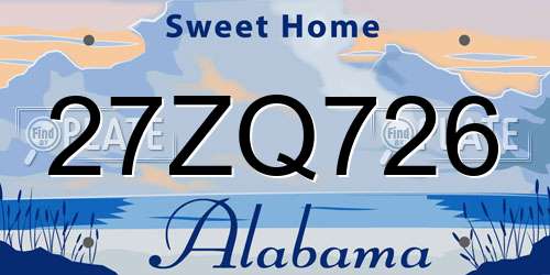 27ZQ726 Alabama License Plate