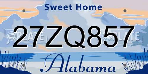 27ZQ857 Alabama License Plate