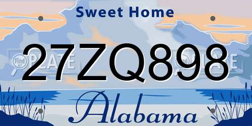 27ZQ898 Alabama License Plate