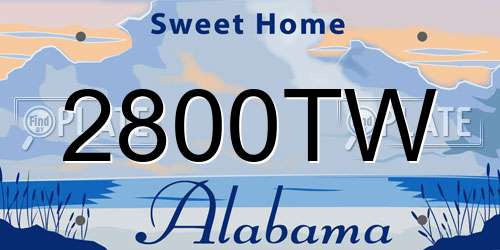 2800TW Alabama License Plate