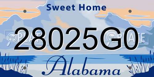 28025G0 Alabama License Plate