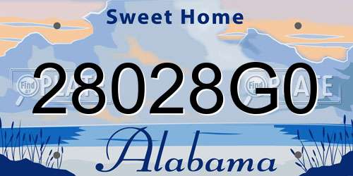 28028G0 Alabama License Plate