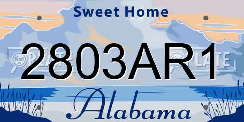 2803AR1 Alabama License Plate