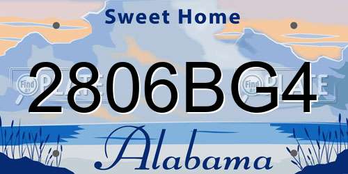 2806BG4 Alabama License Plate